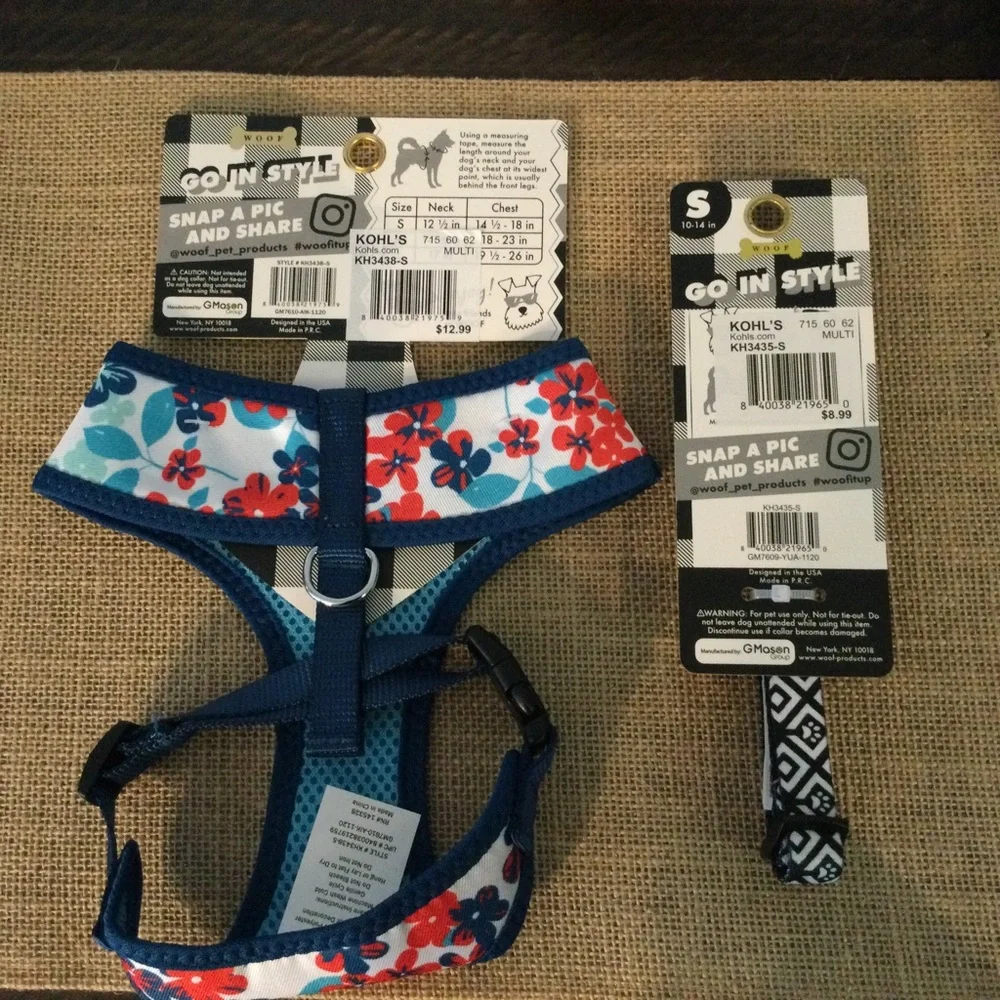 NWT SET - SMALL DOG COLLAR & HARNESS 🦴
